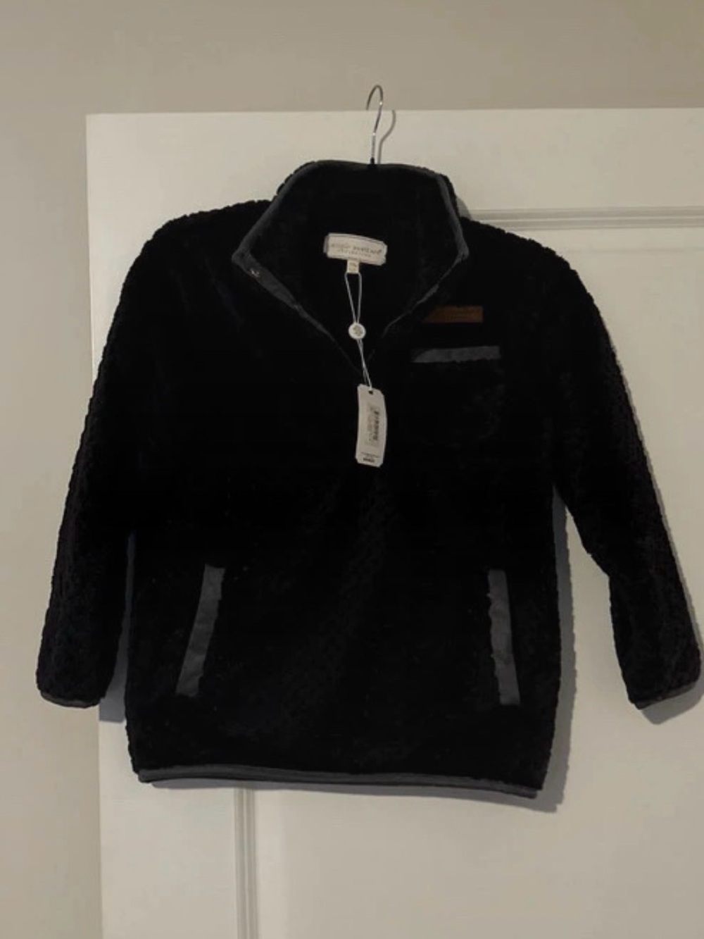 Kids Black Sherpa Pullover Jacket - sim